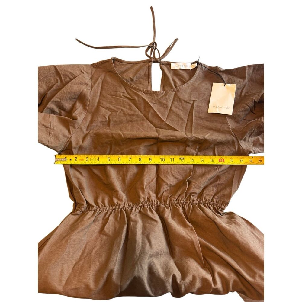Mejiong Park size small brown balloon sleeve midi dress - NWT - Picture 4 of 6